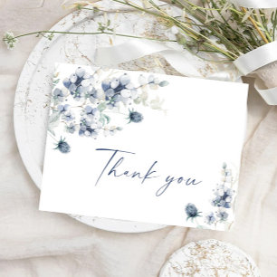 Elegant Dusty Blue Winter Foliage Boho Tack Vykort