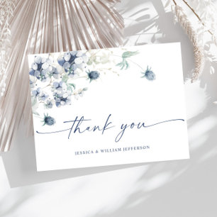 Elegant Dusty Blue Winter Foliage Boho Tack Vykort