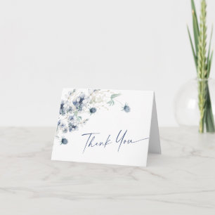 Elegant Dusty Blue Winter Foliage Boho Watercolor Tack Kort
