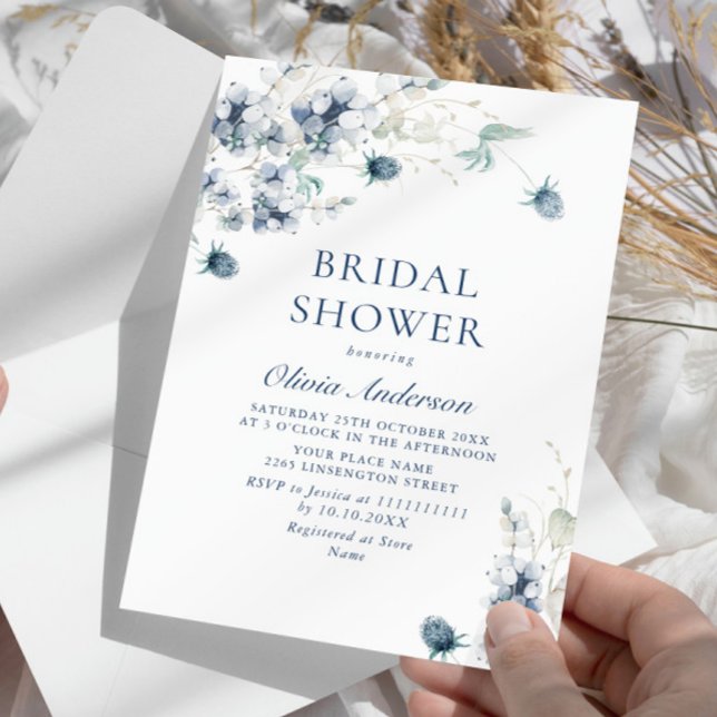 Elegant Dusty Blue Winter Foliage MÖHIPPA Inbjudningar (Skapare uppladdad)