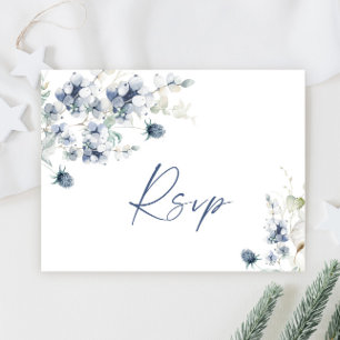 Elegant Dusty Blue Winter Foliage Watercolor OSA Vykort