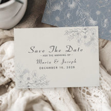 Elegant Dusty Blue Winter Wedding Date Spara Date