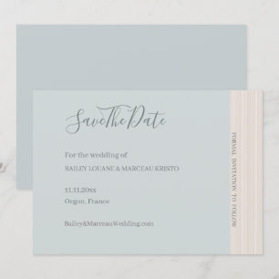 Elegant Dusty Blue WoodGrain sparar datumet Bröllo Inbjudningar
