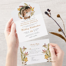 Elegant Dusty Brown Autumn Foliage Fall Wedding