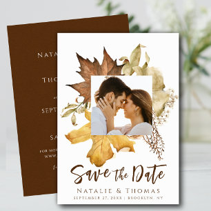 Elegant Dusty Brown Autumn Foliage Fall Wedding Spara Datumet