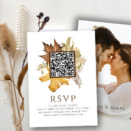Elegant Dusty Brown Fall Wedding QR Code OSA Tilläggskort