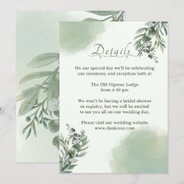 Elegant Dusty Green Details Wedding Enclosure Card Inbjudningar