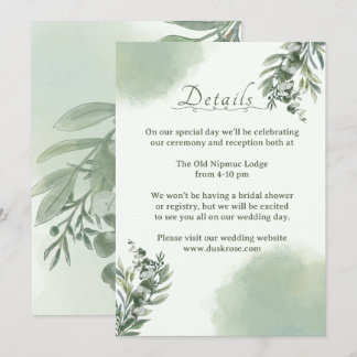 Elegant Dusty Green Details Wedding Enclosure Card Inbjudningar