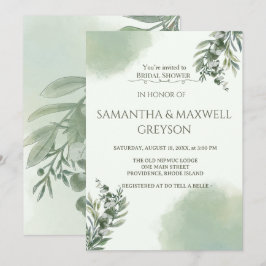Elegant Dusty Green Script Classic Bridal Shower  Inbjudningar