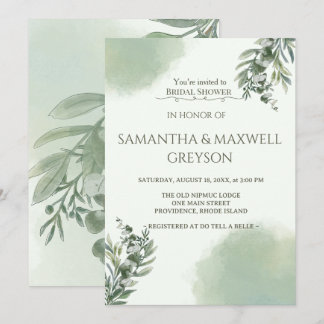 Elegant Dusty Green Script Classic Bridal Shower  Inbjudningar