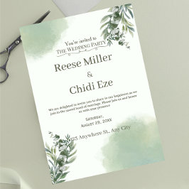 Elegant Dusty Green Script Classic Wedding  Inbjudningar