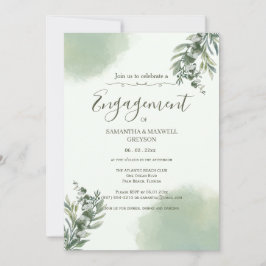 Elegant Dusty Green Script engagement Invitation Inbjudningar