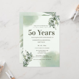 Elegant Dusty Green Script Wedding Anniversary  Inbjudningar