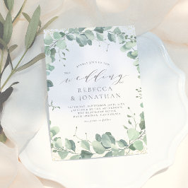 Elegant Dusty Grönt Eucalyptus Greenery Bröllop Inbjudningar