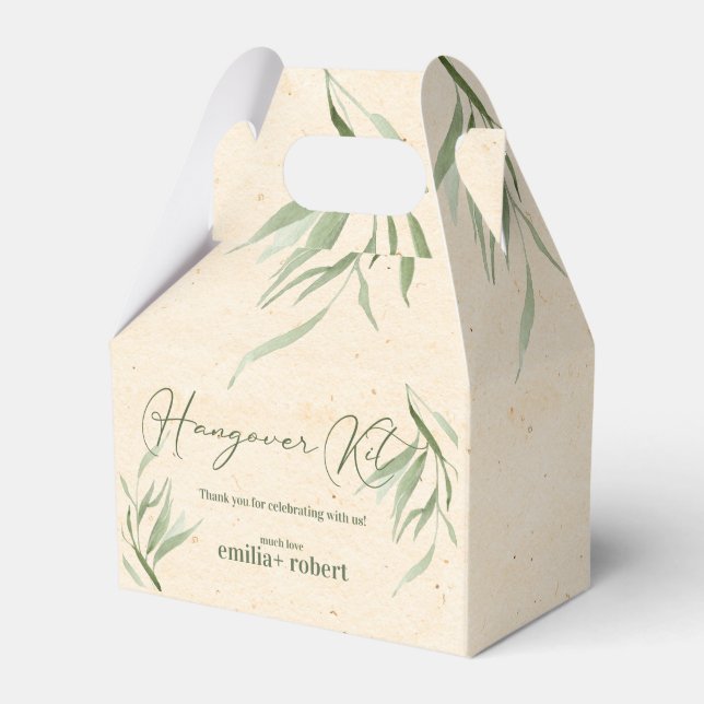 Elegant,Dusty Grönt Löv, Craft Papper Presentaskar (Framsidan Sidan)