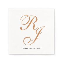 Elegant Dusty Guld Monogram Bröllop Napkins