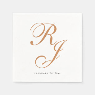 Elegant Dusty Guld Monogram Bröllop Napkins Pappersservett
