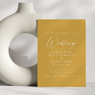Elegant Dusty Gult - minimalistiskt skript Bröllop Inbjudningar