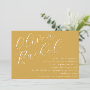 Elegant Dusty Gult Script Minimal Bat mitzvah Inbjudningar