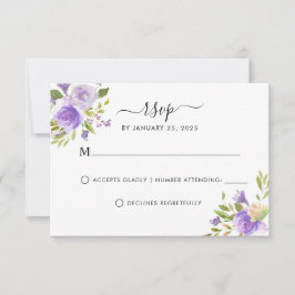 Elegant Dusty Lila Plum Greenery Blommigt Bröllop OSA Kort