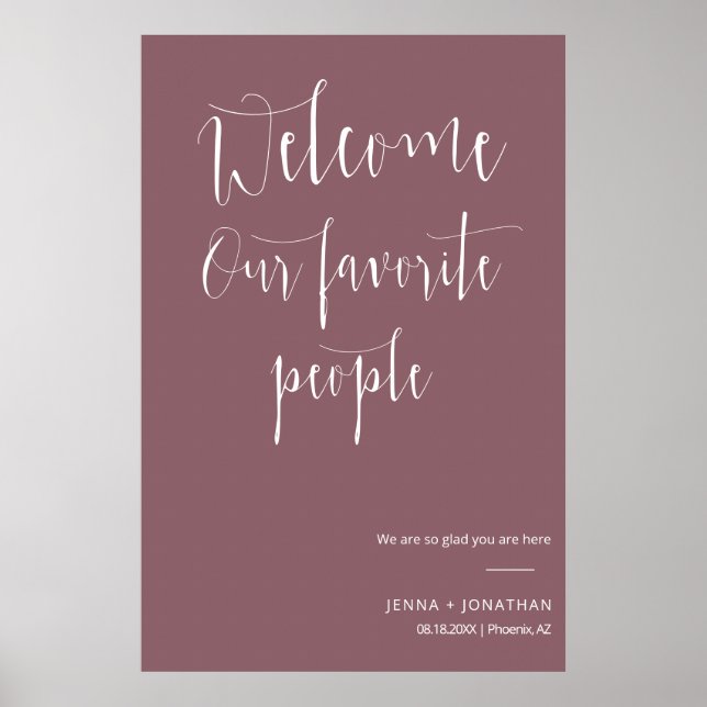 Elegant Dusty Lila Välkommen Bröllop Ceremony-skyl Poster (Framsidan)