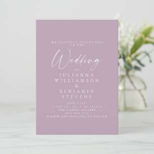 Elegant Dusty Lilac-minimalistskript Bröllop Inbjudningar