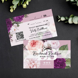 Elegant Dusty Mauve Blommigt Hair Möte QR Visitkort