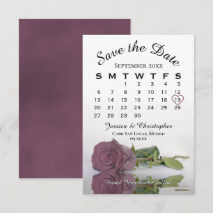Elegant Dusty Mauve Rosa ros Bröllop Calendar Spara Datumet