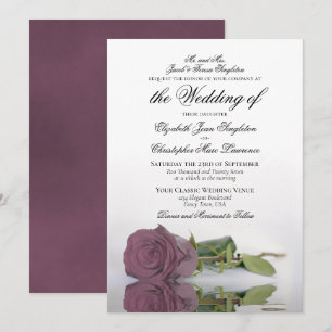 Elegant Dusty Mauve Rosa ros Formal Bröllop Inbjudningar
