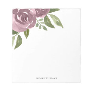 Elegant Dusty Mauve Watercolor Blommigt Anteckningsblock