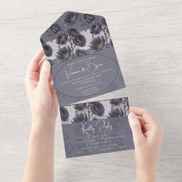 Elegant Dusty Navy Blue bröllop Blommigt