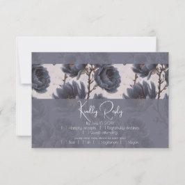 Elegant Dusty Navy Blue bröllop Blommigt OSA Kort