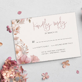Elegant Dusty Pink Cream Magnolia Floral Wedding OSA Kort