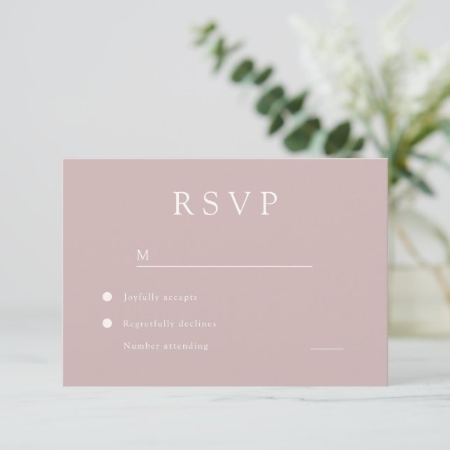 Elegant Dusty Pink Modern Wedding RSVP Card OSA Kort (Stående Fram)