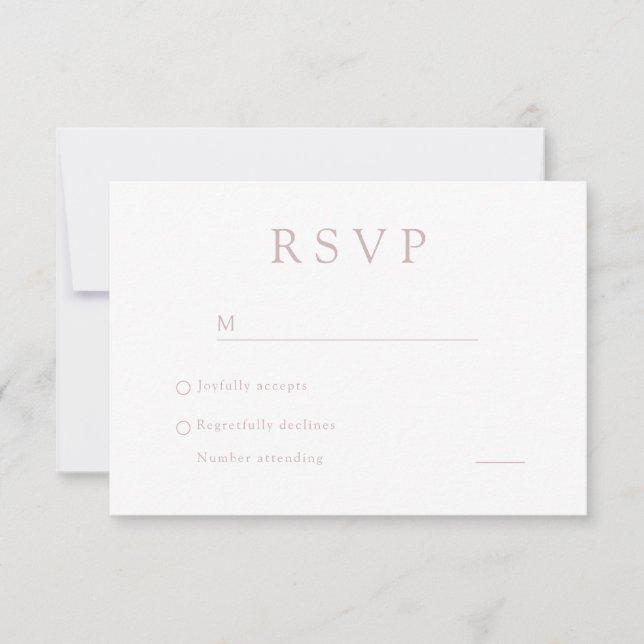 Elegant Dusty Pink & White  Wedding Digital RSVP Inbjudningar (Framsida)
