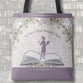 Elegant Dusty Plum Inspirational Teacher Tote Bag Tygkasse