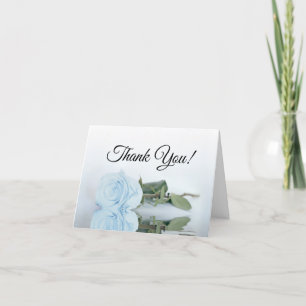Elegant Dusty Powder Blue Ro Bröllop Photo Tack Kort