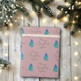 Elegant Dusty Ro Anpassningsbar God jul Träd Presentpapper