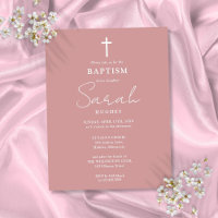 Elegant Dusty Ro Baptism Christening-inbjudan