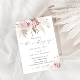 Elegant Dusty Ro Blommigt Bröllop Inbjudningar