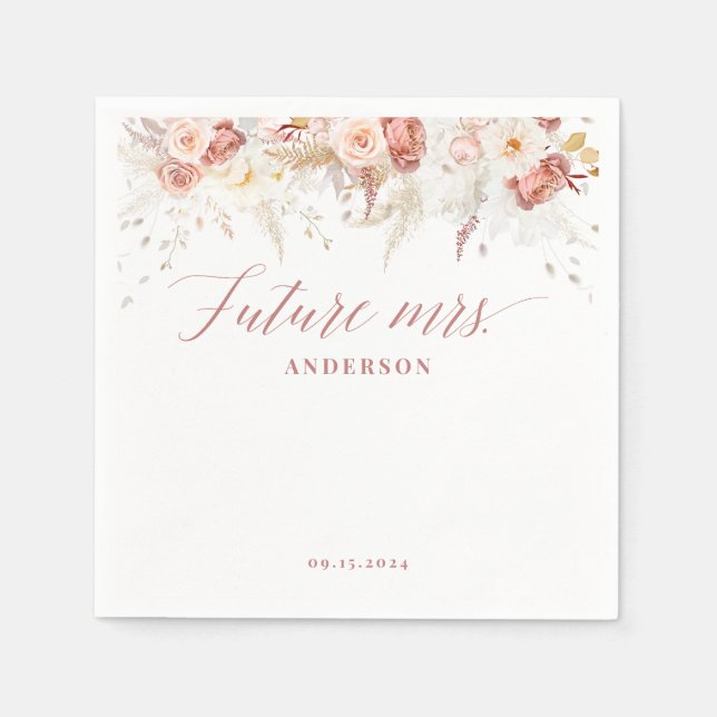 Elegant Dusty Ro Blommigt Möhippa Pappersservett (Framsidan)