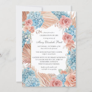 Elegant Dusty Ro Blue Hydrangea Summer Funeral Inbjudningar