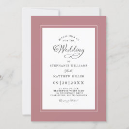 Elegant Dusty Ro Bröllop Chic Modern calligrafi Inbjudningar
