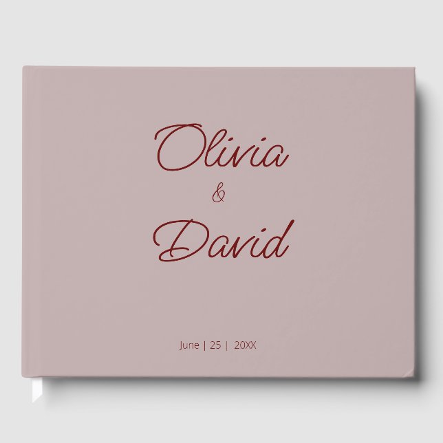 Elegant Dusty Ro Bröllop Gästböcker (Framsida)