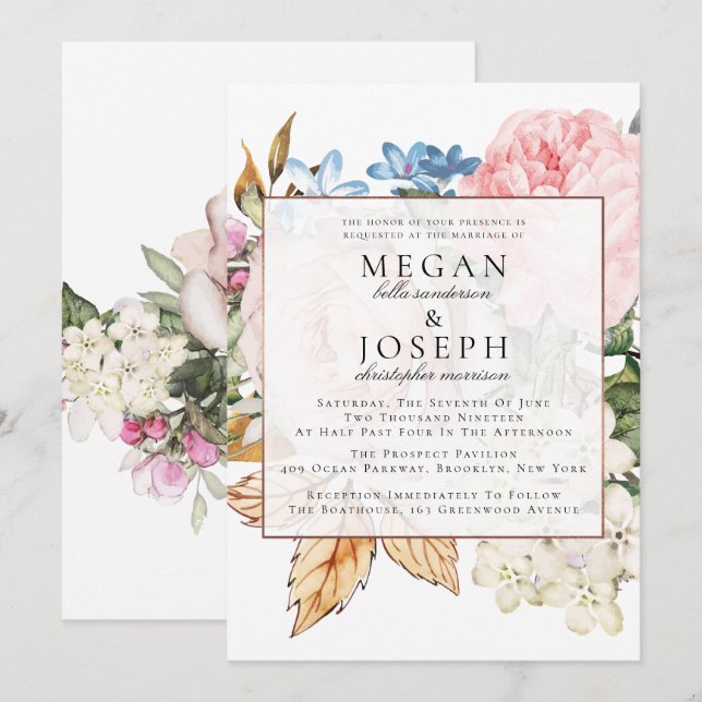 Elegant Dusty Ro Bröllop Inbjudningar (Fram/baksida)