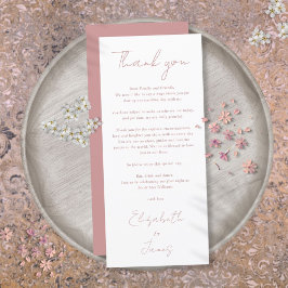 Elegant Dusty Ro Bröllop Tack Place Card Meny