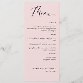 Elegant Dusty Ro Calligraphy Bröllop / Reception Meny