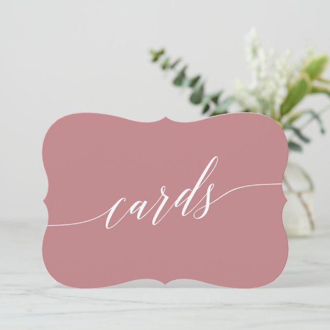 Elegant Dusty Ro Calligraphy Cards Sign (Stående Fram)