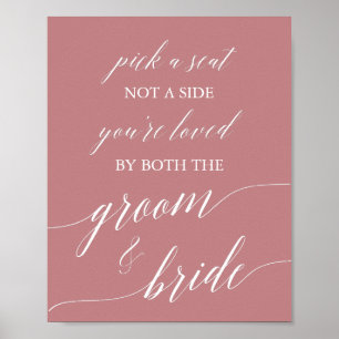 Elegant Dusty Ro Calligraphy Plocka A Seat Sign Poster