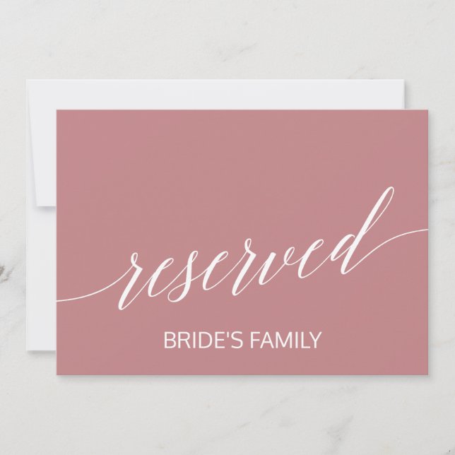 Elegant Dusty Ro Calligraphy Reserved Sign (Framsida)
